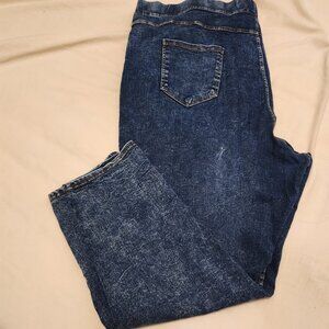 MY STYLE Denim distressed acid wash, elastic 22 inch waist band, Blue Jeans 3XL
